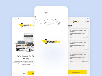 PigeonShip App UX/UI Design appdesign behance branding casestudy design dribbble ecommerce figma graphic design interfaces mobileappdesign mockups pigeonship ui ux