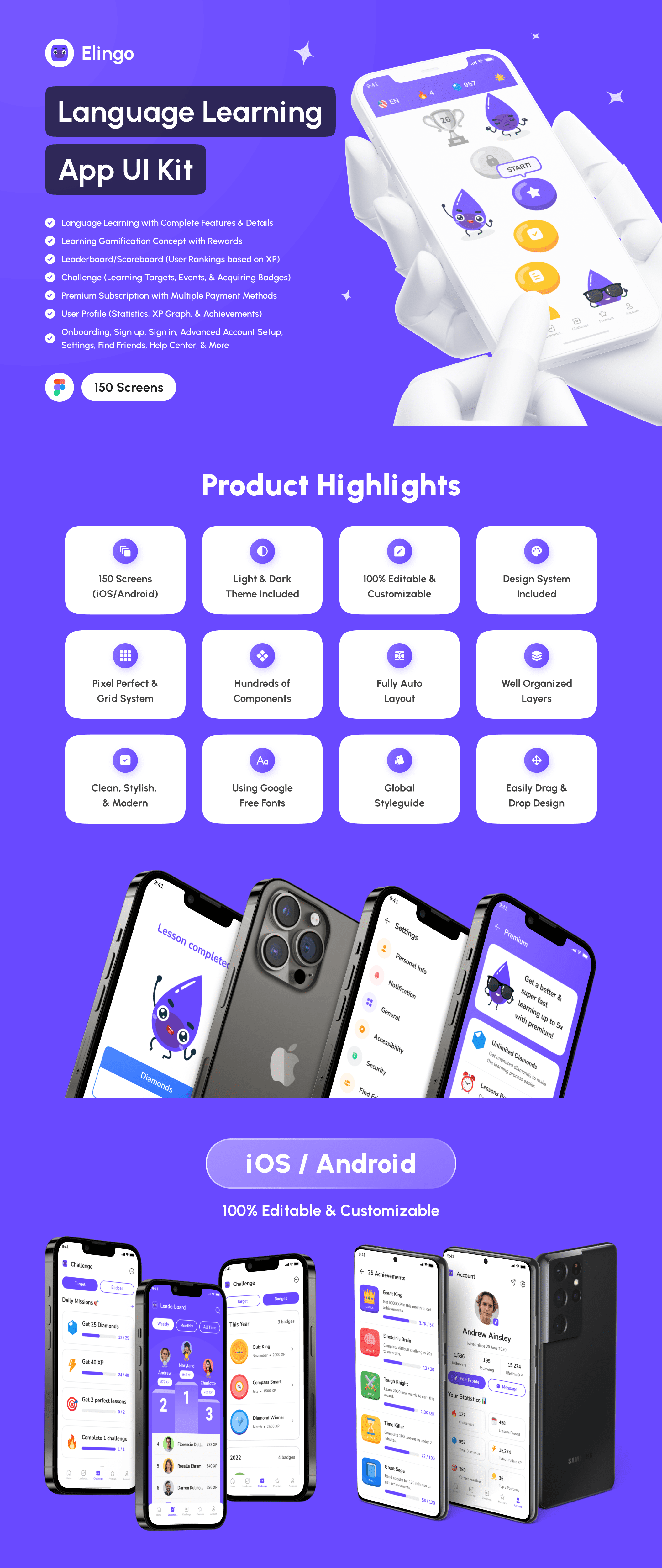 Example of Language Learning App UI Kit
