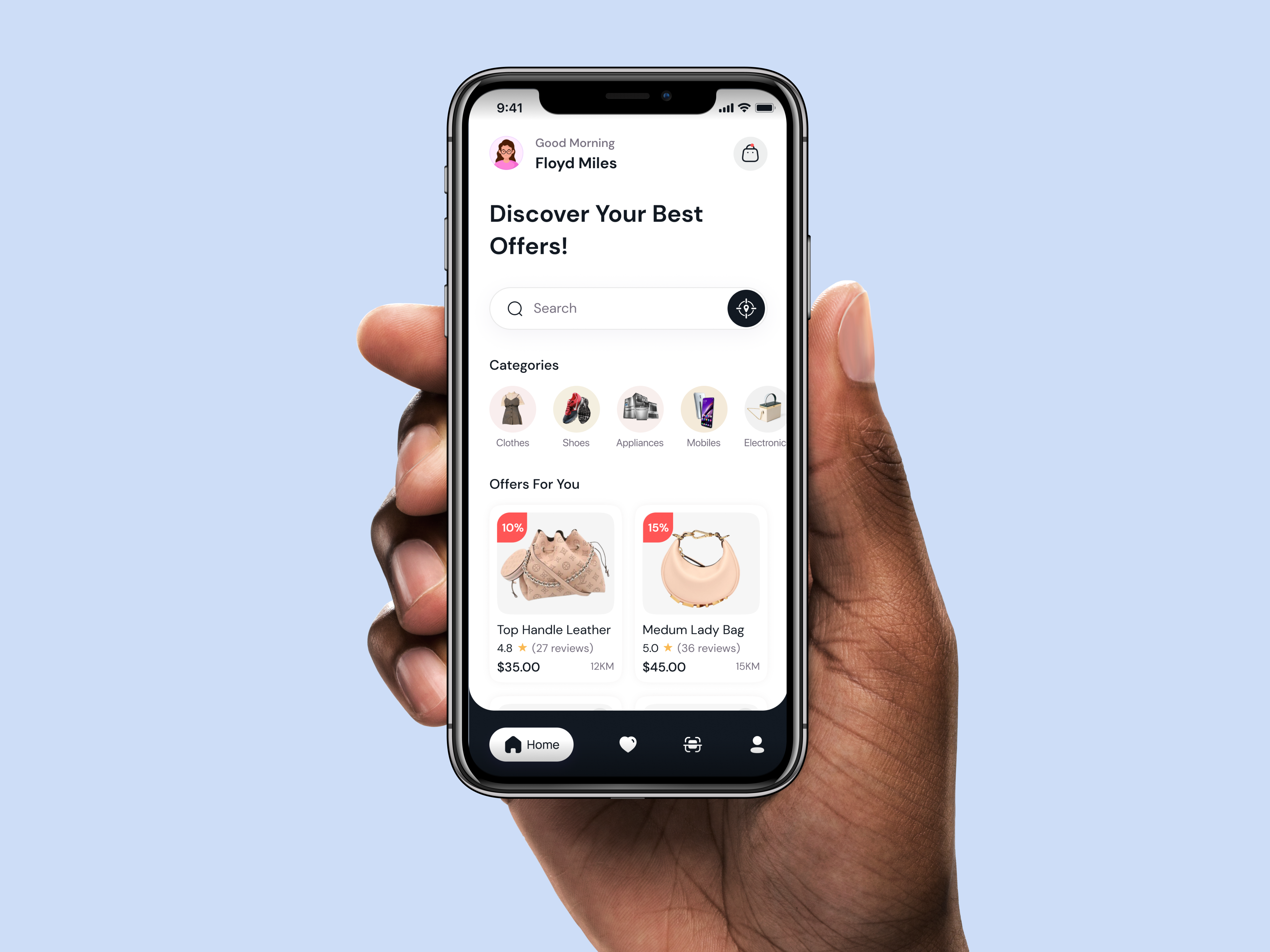 Shopping App Home Screen UX/UI Design abstract animation app appdesign branding clean design ecommerce figma graphic design hand logo minimal mobileapp mockup modern sherazuxui ui unique ux