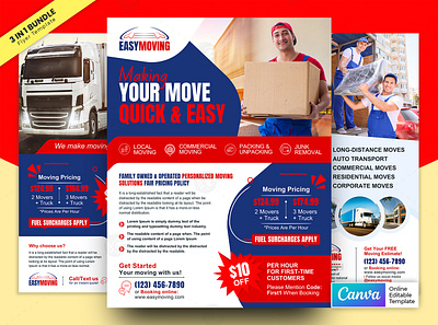 Moving Flyer 3in1 Bundle Vol2.6 Canva Template branding graphic design moving price list flyer