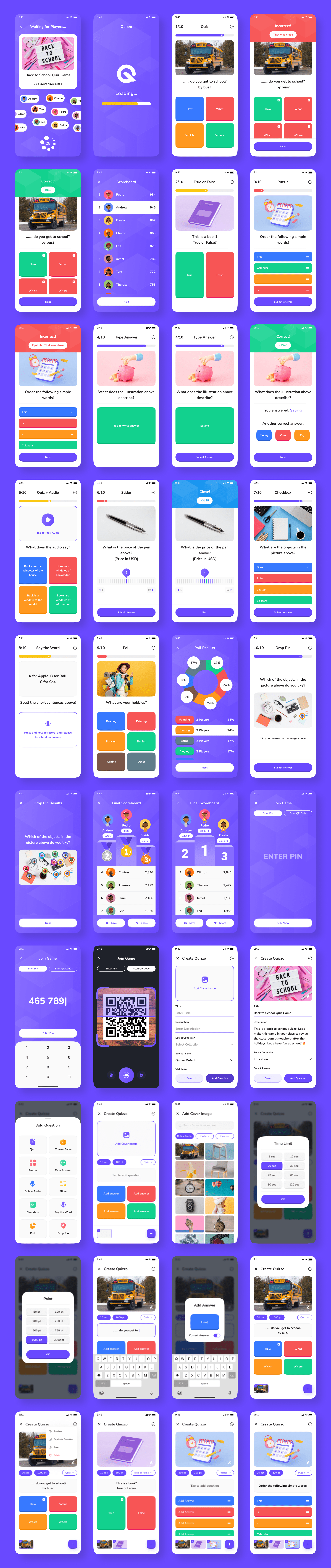 Example of Quiz App UI Kit