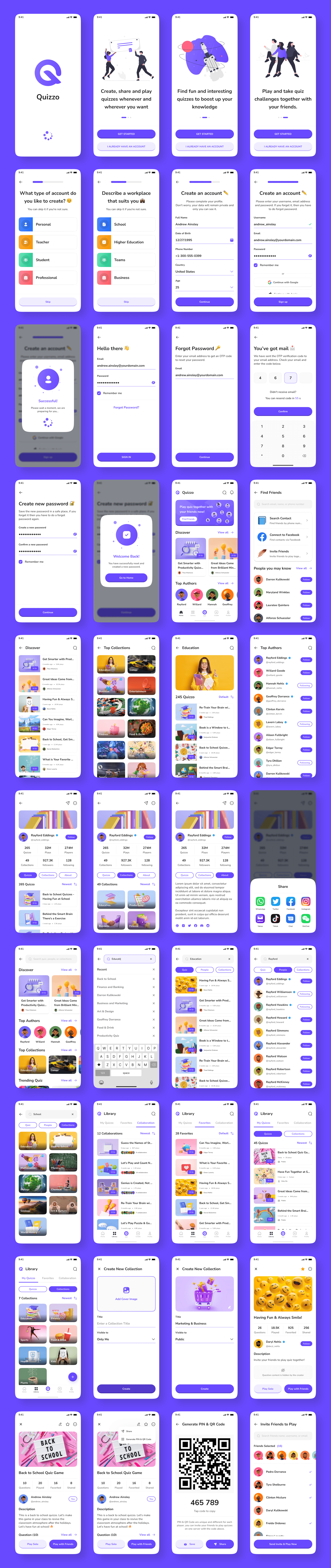 Example of Quiz App UI Kit