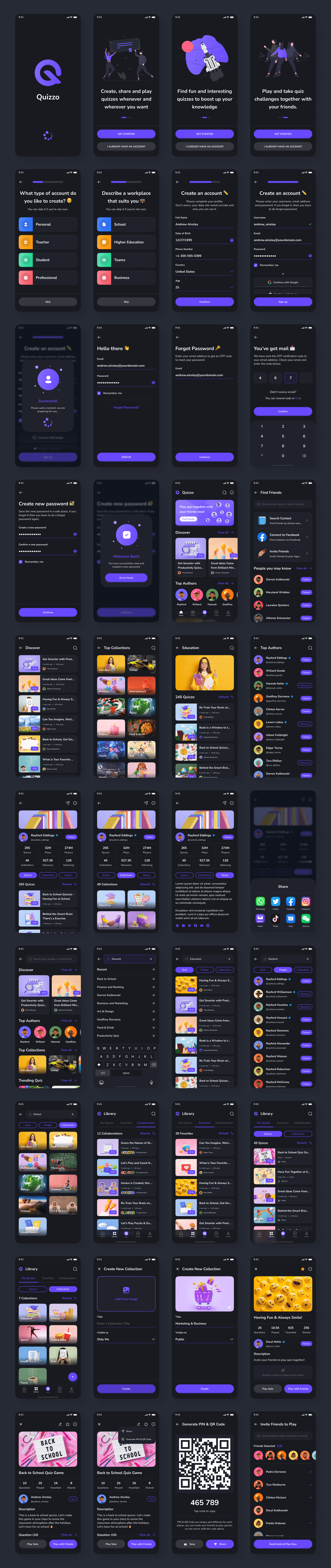 Example of Quiz App UI Kit