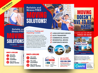 Moving Solution Flyer Bundle Vol’2.2 Canva Template branding graphic design moving price list flyer