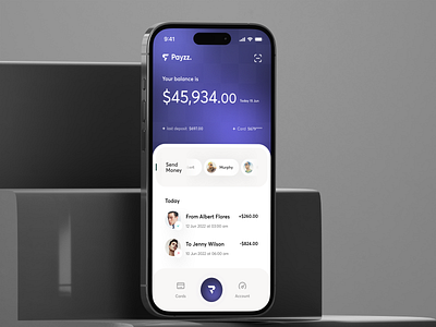 Banking app app bank app banking card creative design finance fintech ios app minimal mobile money transfer payment personal finance saving transaction ui wallet