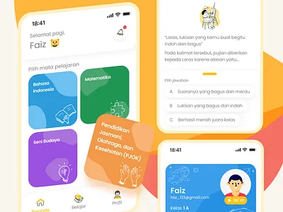 Learning App for Elementary Student class course education indonesia designer learn learning mobile mobile design mobile ui student ui