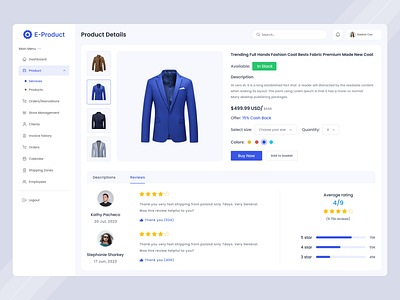 E-Commerce Dashboard Product Details Page admin dashboard branding dashboard dashboard design details page e commerce e commerce dashboard minimal online order product product design product details product page sales page shop shopping app trending ui design uxui