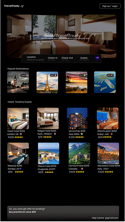 Travel -Treaty Online Hotel Booking App graphic design ui