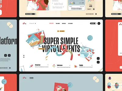 Virtual Events Landing Page chat clean comminity conference connection digital event events app events website exhibition illustration interface landing page minimal online meeting saas team ui ux virtual event web design website