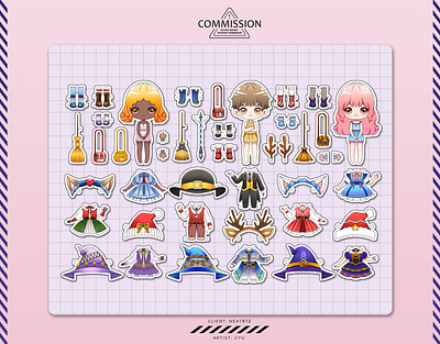 Chibi themed Paper Doll artwork chibi children christmas cosplay costume craft doll dolls game halloween illustration kids magic paper paper doll paperdoll stickers witch wizard