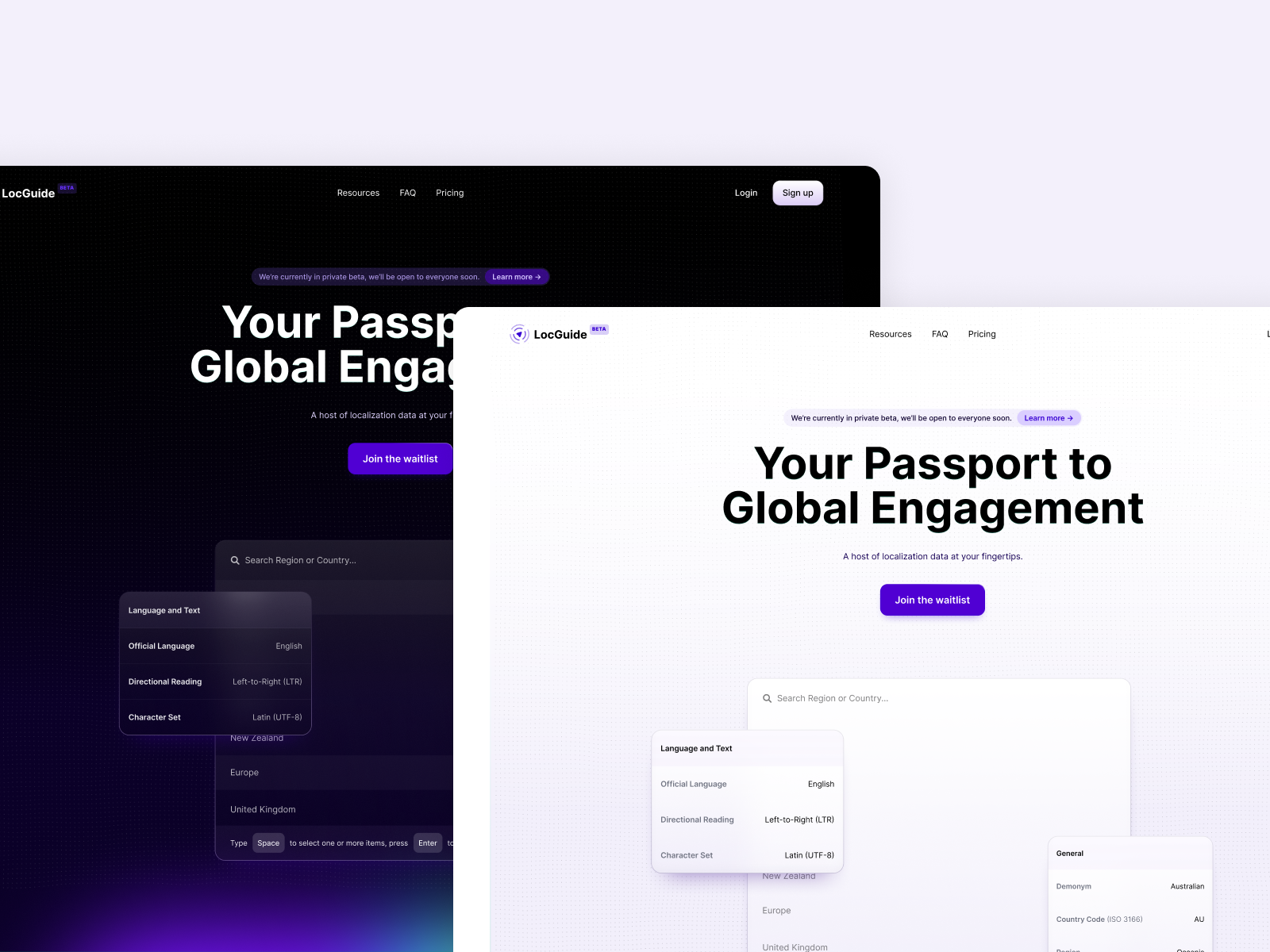 Light and Dark Exploration dark landing page ui website