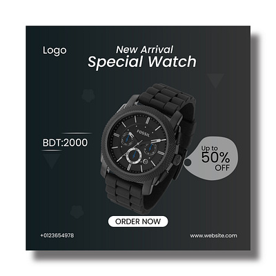 Premium Watch social media poster design branding graphic design logo