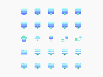 Database & Server Icon Set cloud computing database icon design flat icon icon design icon set server icon vector web icon