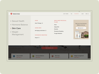 Endless Male / menu design dropdown header healthcare interaction design menu studio telemedicine ui webdesign website