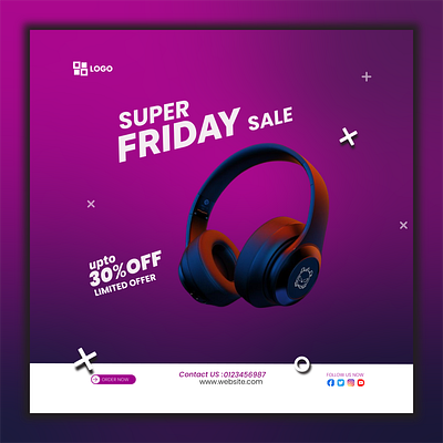 HEADPHONE social media poster design branding graphic design logo