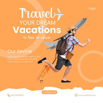 Traveling social media poster design. branding graphic design logo