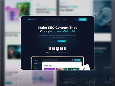 RiseSync - Ai Content Generator Landing Page Design ai landing page ai tool ai website artificial intelligence content g landing page landing page design saas landing page saas website seo landing page seo website ui ui design ui ux user interface website website design