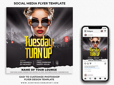 Tuesday Party Flyer Template branding design eventflyer flyer flyerdesign flyertemplate freelancedesigner graphic design graphicdesigner nightclub nightclubflyer poster postertemplate tuesdayparty