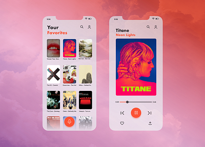 Music streaming app ai app design gradient icon mobile music streaming transparent ui ux