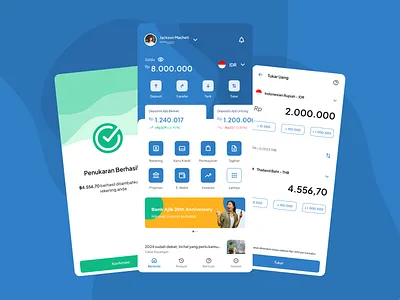 Mobile Banking and Money Exchange App bank app banking app blue clean exchange app finance app financial app mobile banking money app money exchange money exchange app simple
