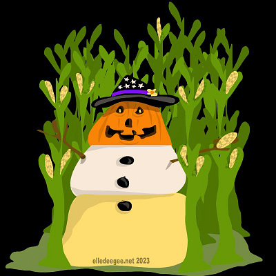 Candy Corn Scarecrow autumn candycorn colorful digital art halloween holidays illustration jackolantern snowman