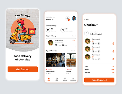 SavorEase Food Delivery App app design delivery app figma food mobile app ui uiux user experience