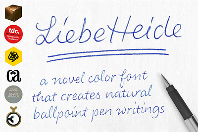 Color Font LiebeHeide ballpoint pen calligraphy color font handmade handwriting font handwritten font letter lettering open type pen script