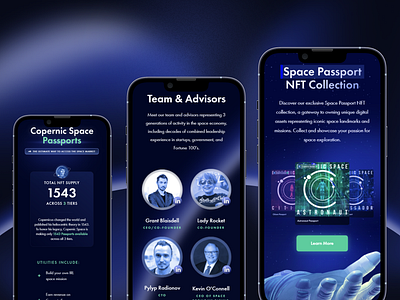 Mobile Landing Page for Space Marketplace Startup crypto graphic design landing page marketplace space ui