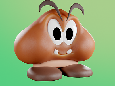 Goomba 3d blender character design games mario nintendo render sculpt super mario