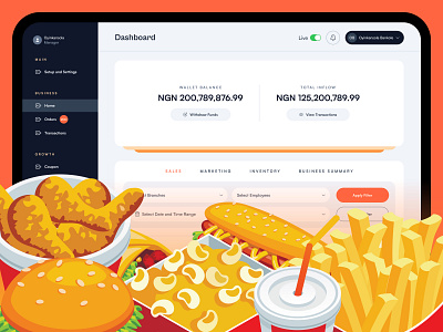 Fusion Web Dashboard animation branding dashboard fintech food illustration interface onboarding product design restaurant sign up ui ux web