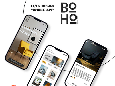 BOHO Mobile App UI/Ux Design app design graphic design mobile app prototyping responsive design typography ui ui design ux design web design wireframing
