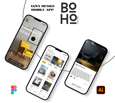 BOHO Mobile App UI/Ux Design app design graphic design mobile app prototyping responsive design typography ui ui design ux design web design wireframing