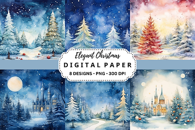 Elegant Christmas Watercolor Background commercial use art