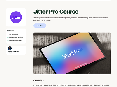 Jitter Pro Course Info design design school jitter learn design online online learning