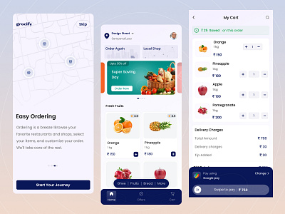 Grocery App branding dribble grocery app onboarding payment ui ux visual desiging