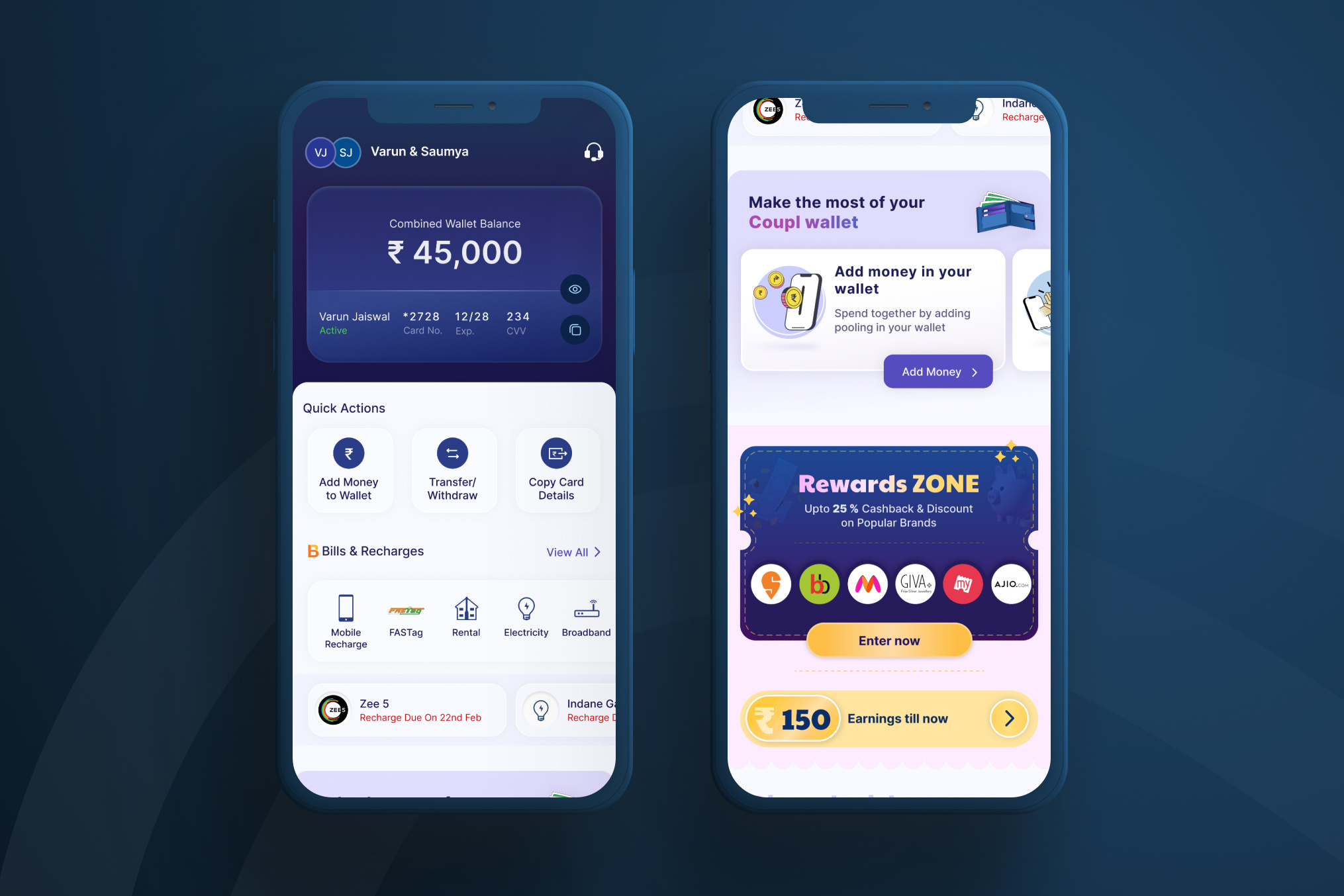 Example of Fintech App Home Screen Concept