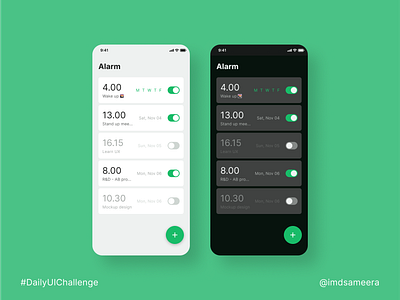 An alarm clock app interface alarm app design app design clock app design daily ui daily ui challenge design mobile app design ui ui design ui design challenge uiux ux ux design