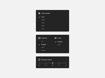 Video Player Control Components app controls design figma iconography player ui ux video