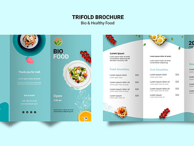 TriFold Brochure for Healthy Food 2d 3d art adope brochure design graphic design illustration