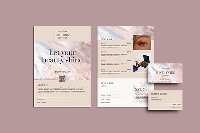 Makeup Artist Brand Identity Set branding business card flyers graphic design identity makeup marketing mother of pearl