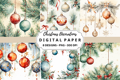 Vintage Christmas Decorations Background commercial use art