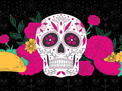 Dia de los Muertos - 2023 2d day of the dead dia de los muertos dia de muertos graphic design illustration illustrator mexico restaurant skeleton skull sugar skull vector