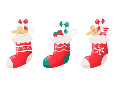 Cartoon Christmas Stockings cartoon christmas christmas socks christmas stocking christmas stockings cute design gingerbread man graphic design illustration vector