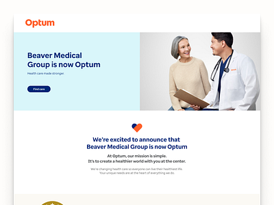 Optum homepage graphic design medical insurance ui web