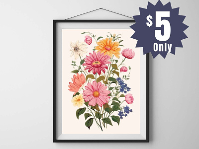 Birth Flower Wall Art - Birth Flower Bouquet Tattoo Gift birth flower art birth flower bouquet tattoo birth flower gift birth flower tattoo birth flower wall art floral wall art flower wall art gift for grandma gift for mother