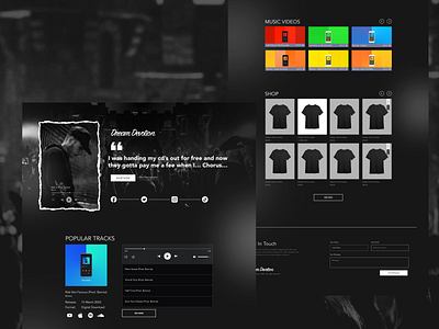 A Portfolio Website Concept black branding dark design graphic design gray landing page marchendise moody music music portfolio portfolio singer t shirt ui ux
