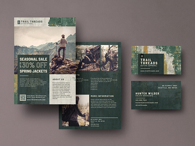 Hiking/Trekking Brand Identity Set branding business card flyer graphic design hiking identity marketing nature outdoors trekking