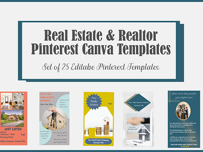 Real Estate and Realtor Pinterest Canva Templates branding canva templates graphics marketing pinterest pinterest templates real estate realtor social media social media posts template