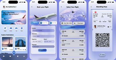 Flight booking app 3d animation ui