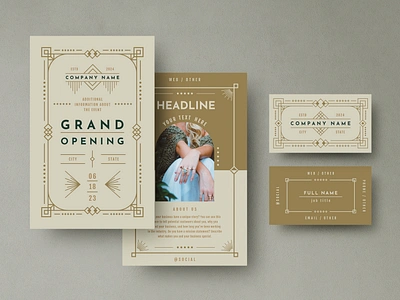 Art Deco Brand Identity Set arch art deco branding business card flyer frame gatsby graphic design identity linework marketing ornate vintage